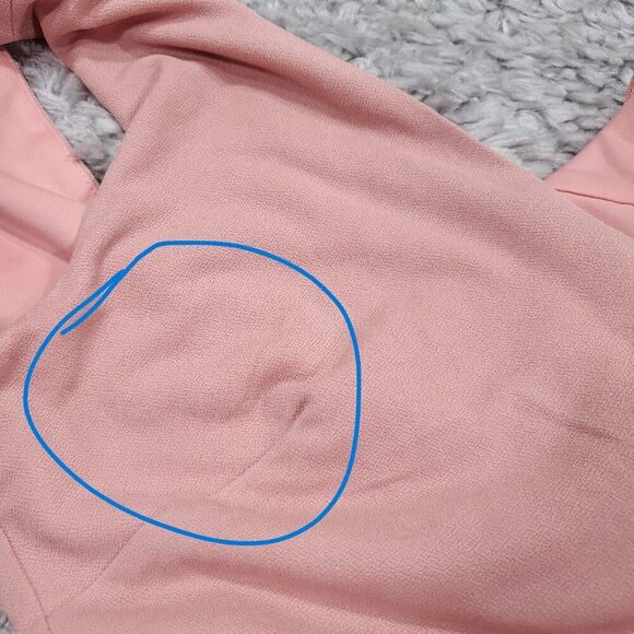 READ Birdy Grey Shamin V-Neck Crepe Bridesmaid Dress Pink Rose Quartz Large Slit - Picture 11 of 13